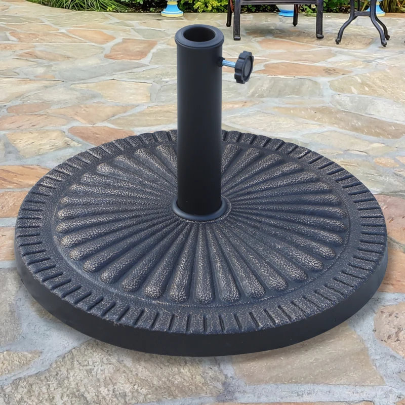 Outsunny 14kg Garden Parasol Base, Round Resin Sun Umbrella Base, Outdoor Umbrella Stand for 38mm or 48mm Outdoor Umbrella Poles, Bronze Tone