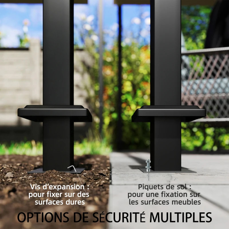 Outsunny Pérgola de jardín exterior 3x3 m pabellón de jardín, techo doble, cortinas, ganchos de techo, estructura metálica, crema