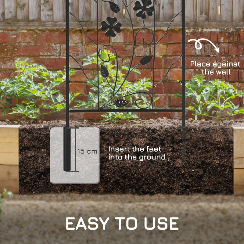 Outsunny Zestaw 2 metalowych podpór do roślin, kratka ogrodowa