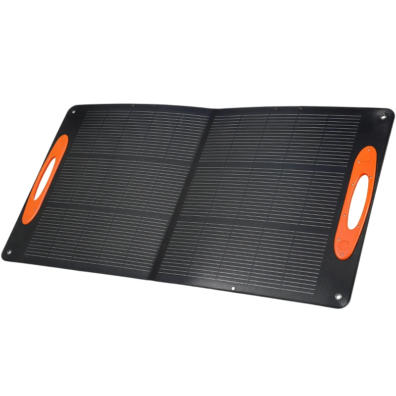 HOMCOM Carregador Solar 100W Dobrável com Porta USB-A e USB-C para Carregamento Rápido, IP67, Preto