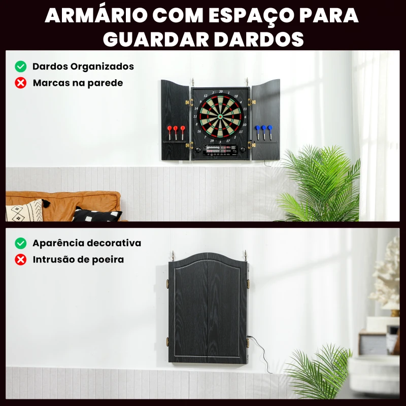 SPORTNOW SPAlvo Eletrónico com 6 Dardos de Ponta Macia e 24 Pontas de Substituição 2 Ecrãs LED Avisos de Voz até 8 Jogadores com 25 Jogos