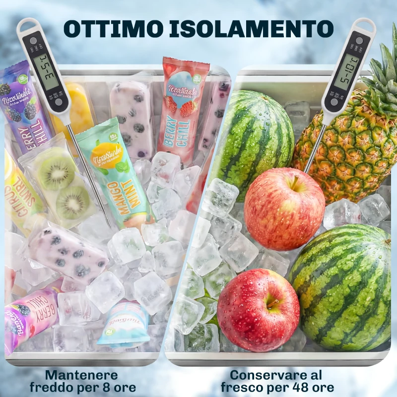 Outsunny Frigo portatile 76 L con ruote e apribottiglie, 92x39x81 cm, Argento