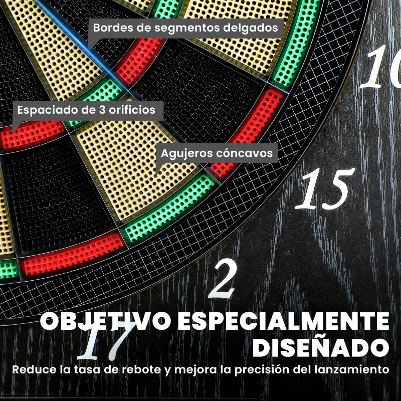 SPORTNOW Diana Electrónica con 6 Dardos de Punta Blanda y 24 Puntas de Repuesto 2 Pantallas LED 25 Juegos y 202 Variaciones