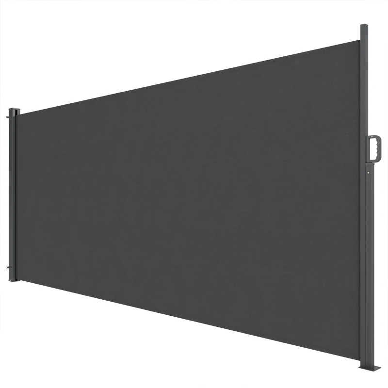 Outsunny Tenda Laterale Retrattile Impermeabile e UV 50+, in Alluminio, Acciaio e Poliestere, 420x185 cm, Grigio Scuro