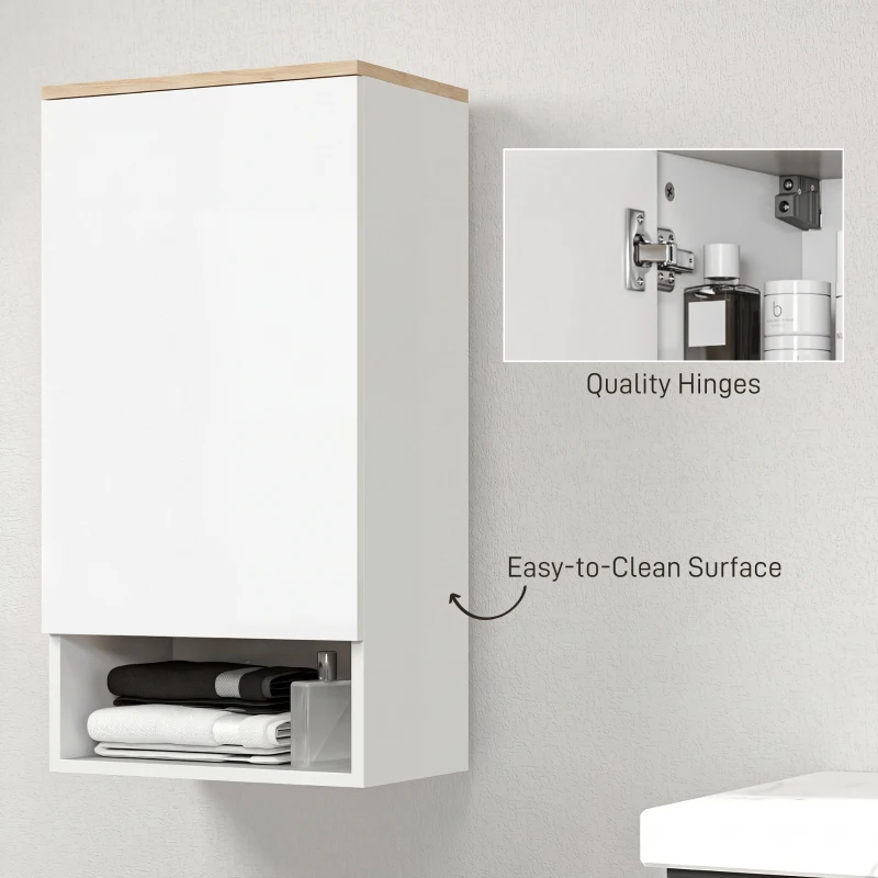 HOMCOM Szafka wisząca z drzwiami, regulowane półki, otwarta półka