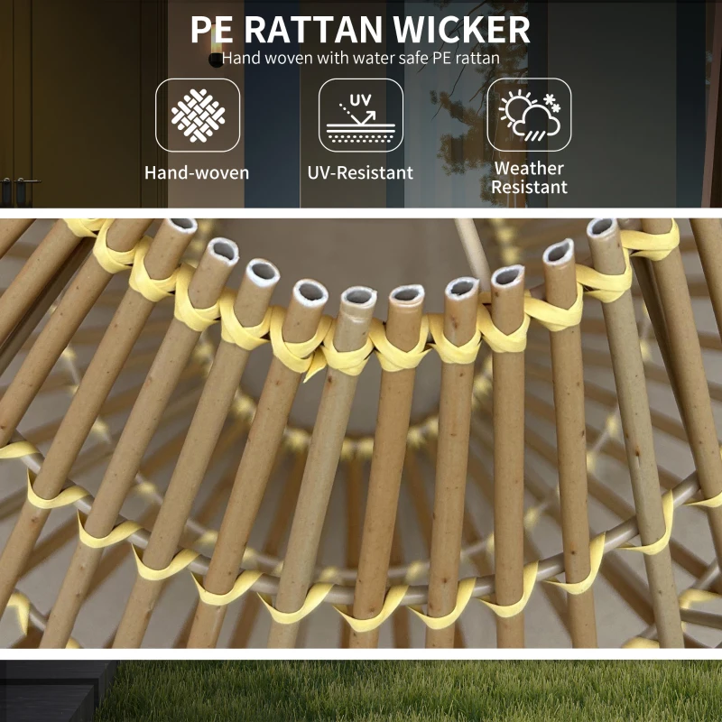 Outsunny Lampa solarna, rattanowa lampa ogrodowa, wodoszczelna lampa solarna z czujnikiem światła, lampa ogrodowa LED z konstrukcją bębna, na taras, balkon, stal, żółta