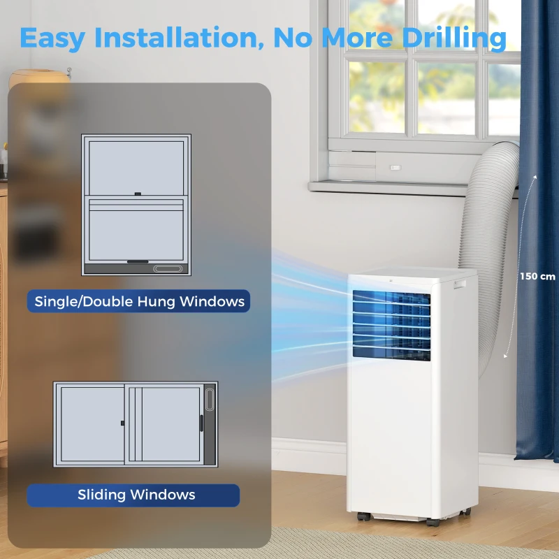 HOMCOM Climatiseur mobile 7000 BTU, climatiseur portable 4 en 1, refroidissement, déshumidificateur, ventilateur, mode nuit