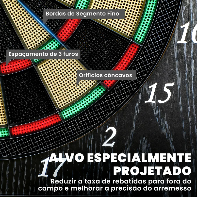 SPORTNOW SPAlvo Eletrónico com 6 Dardos de Ponta Macia e 24 Pontas de Substituição 2 Ecrãs LED Avisos de Voz até 8 Jogadores com 25 Jogos