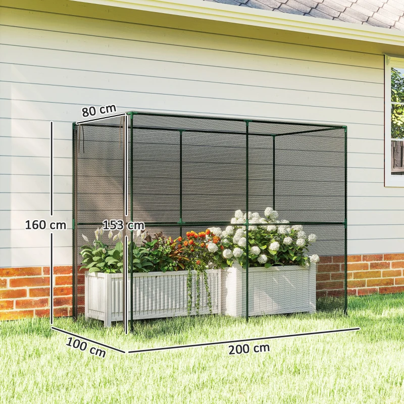 Outsunny Gaiola para frutas, rede de proteção para plantas com porta com fecho, proteção contra aves, insetos e pequenos animais, Preto