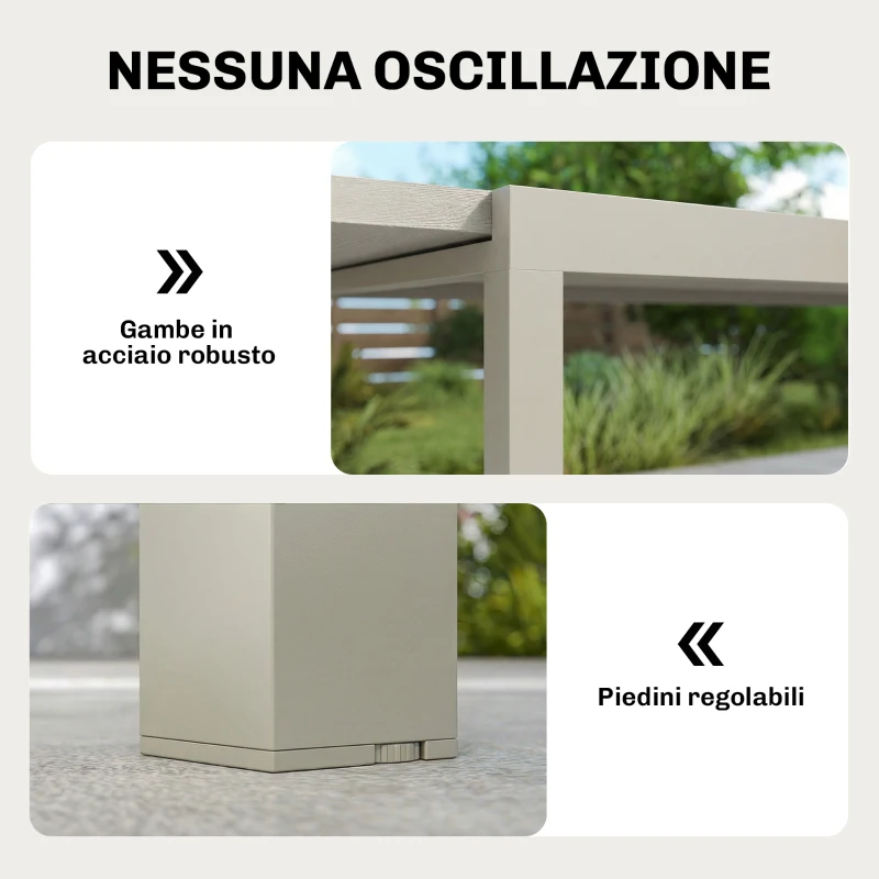 Outsunny Tavolo da giardino allungabile per 8-10 persone in alluminio e acciaio, 154/214x85x75 cm, Grigio chiaro