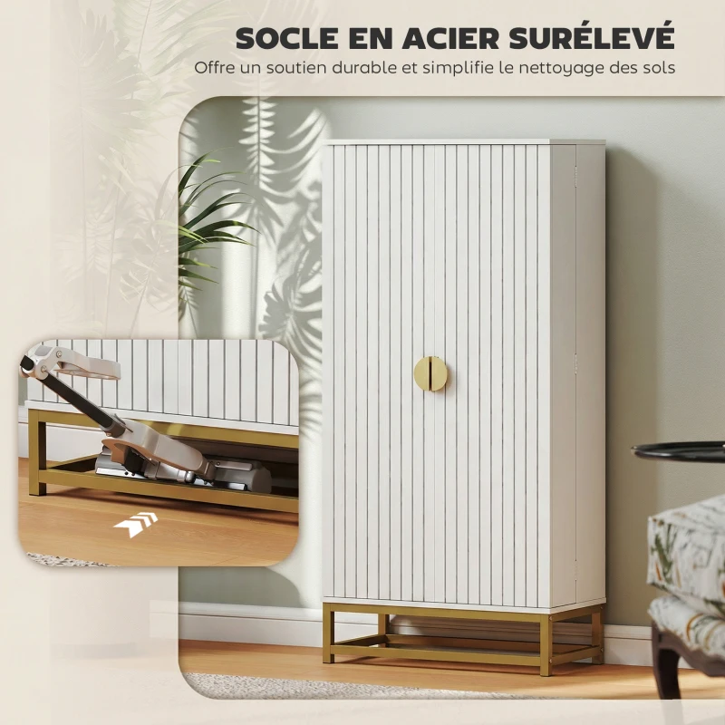 HOMCOM Armario de cocina mueble de cocina almacenamiento con 12 estantes en puertas, estantes ajustables, 58x29x119,5cm, blanco