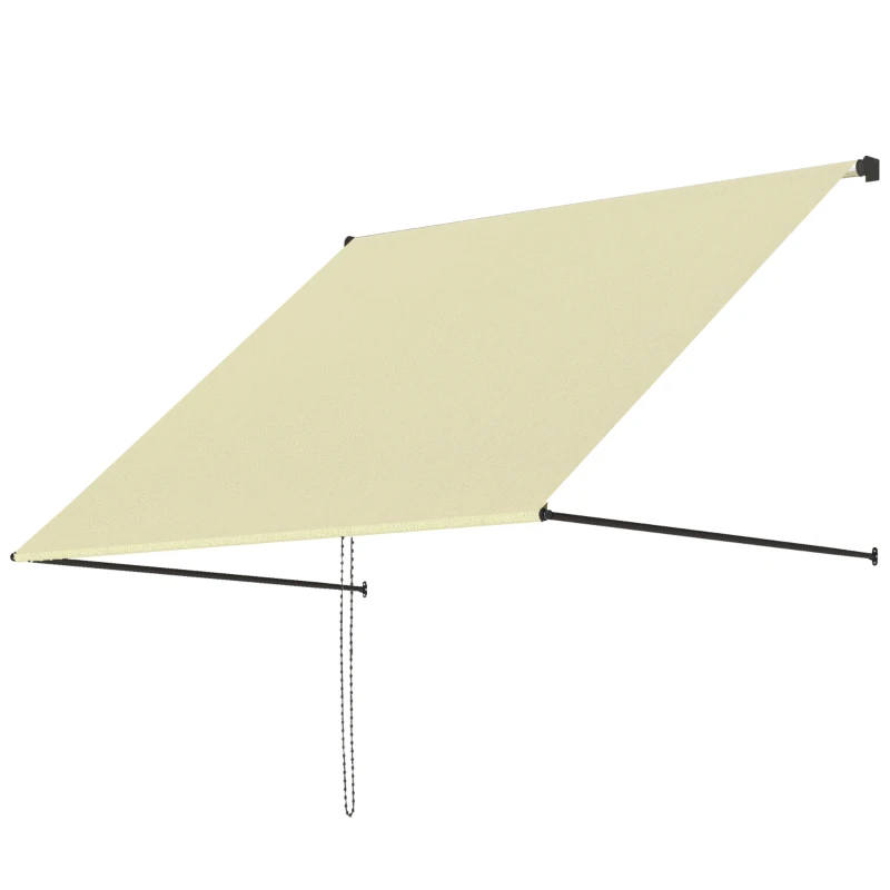 Outsunny Toldo retráctil manual, inclinación ajustable 150 x 116 cm, protección UV, aluminio/poliéster, crema