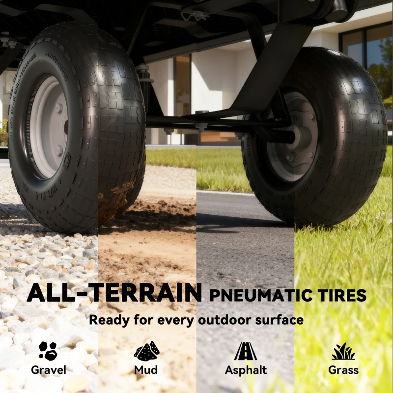 Outsunny 114L Steel Frame Garden Cart Trolley - Green