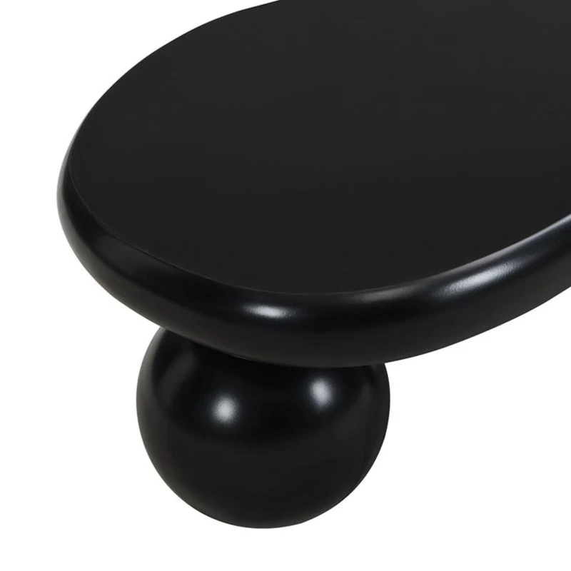 Tavolino da salotto a nuvola con illuminazione LED e gambe tonde, 95x62.5x32 cm, Nero