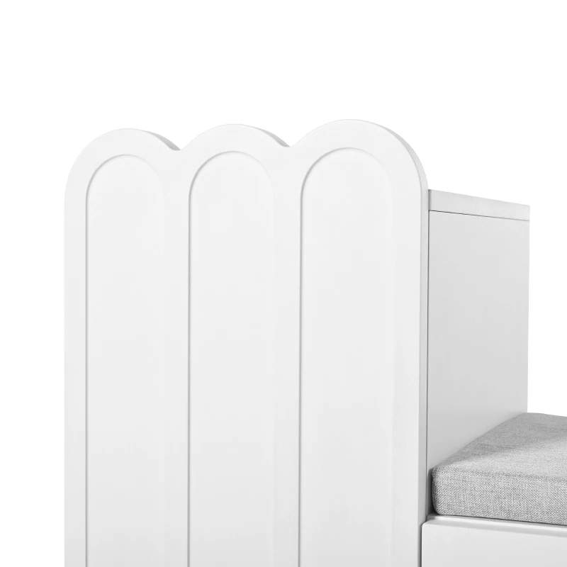 Scarpiera moderna a 3 ante con cassetto e seduta imbottita, 90x35x74.5 cm, Bianco