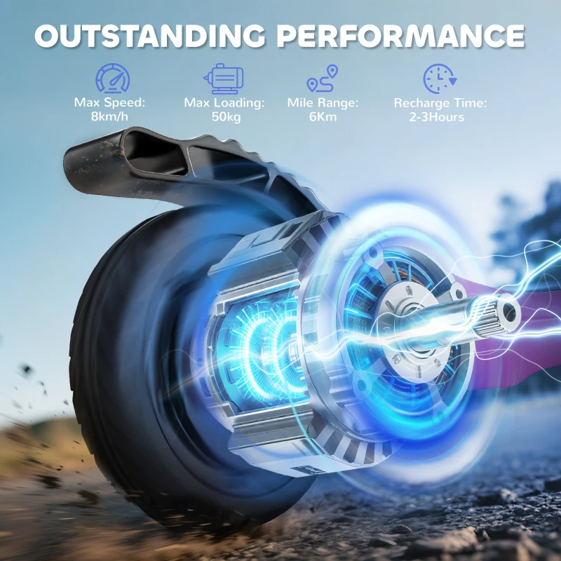 HOMCOM Electric Scooter for Kids 6+, Foldable E Scooter, Up to 8 KM/H, Maximum Range 6 KM, Adjustable Height, Pink