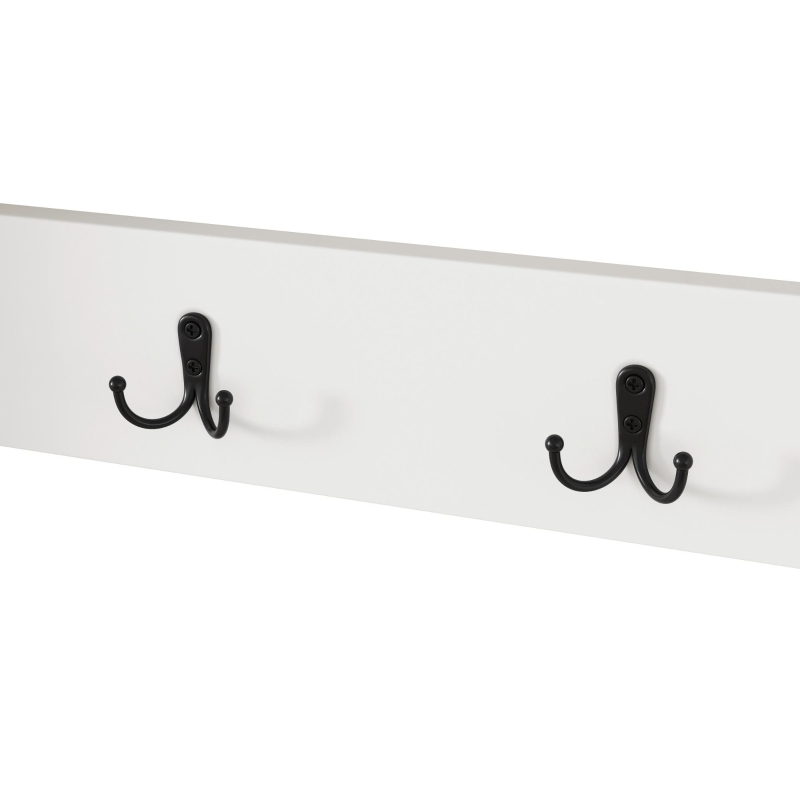 Mobile scarpiera da ingresso con ganci e 3 ante, 70x25x165 cm, Bianco