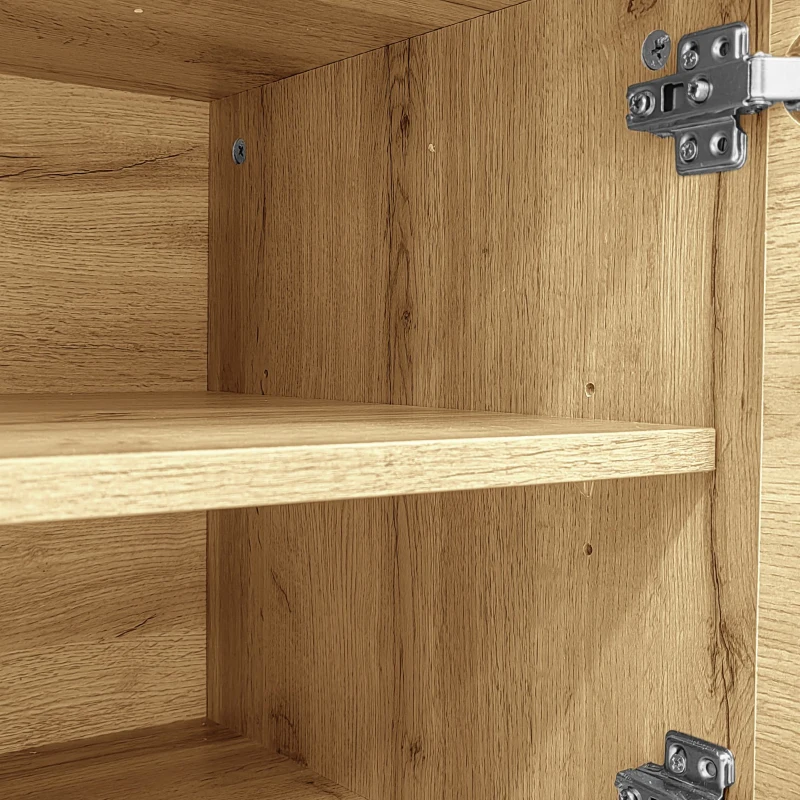 Meuble TV en couleurs contrastées, 200x45x45 cm, Couleur naturelle+Gris