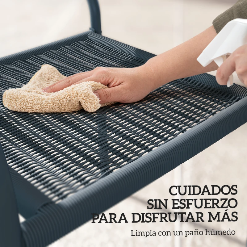 Outsunny Juego de 4 Sillas de Jardín Exterior Apilables con Reposabrazos Respaldo y Marco de Acero 55x60x83 cm Gris Oscuro