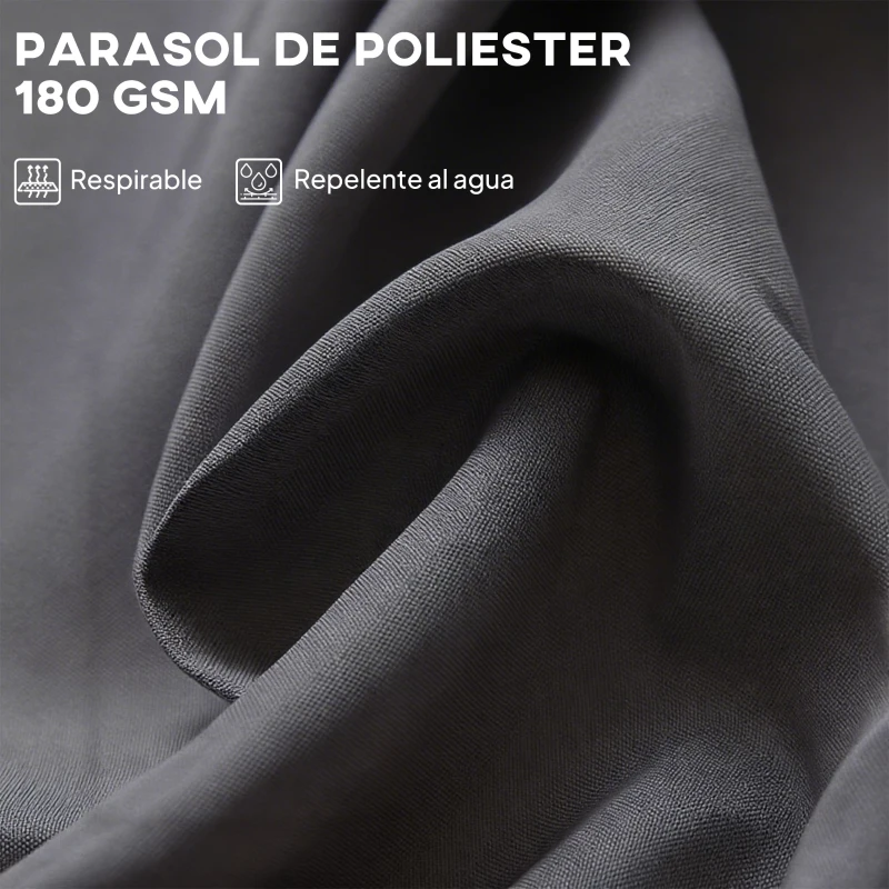 Outsunny Sombrilla Doble para Jardín 455x265x238 cm Parasol Grande con Manivela Manual Resistente al Agua Protección Solar Gris