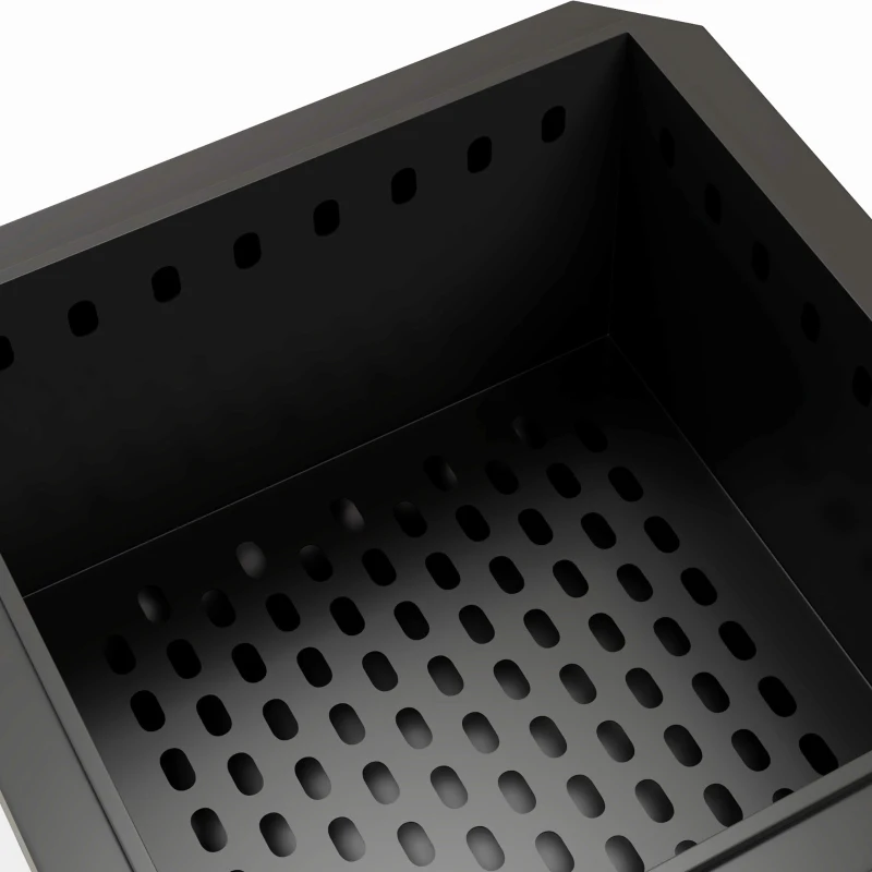 Outsunny Smokeless Fire Pit, 48 cm Portable Wood Burning Firepit, Square Metal Bonfire Stove with Poker, Black