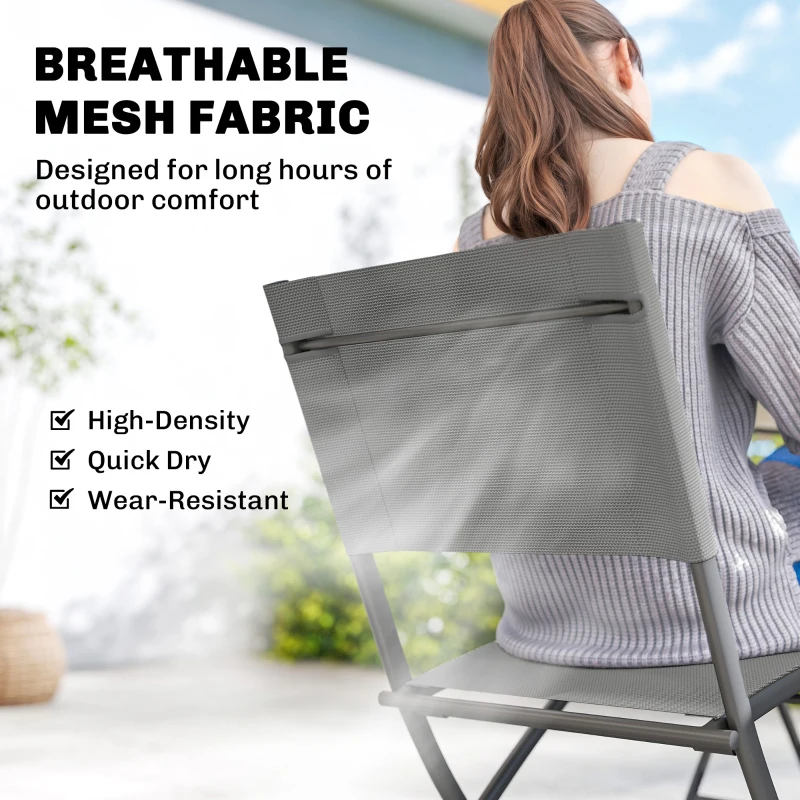 Outsunny Tuinmeubelset Inklapbaar Eetset 5-delig Tafel met 4 Ademende Stoelen Houtlook Ruimtebesparend