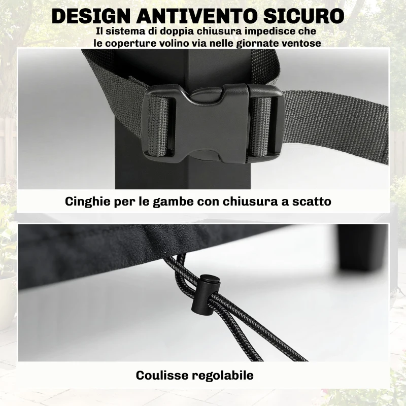 Outsunny Coperture per Mobili da Giardino 4 Pezzi, Impermeabili, Nero