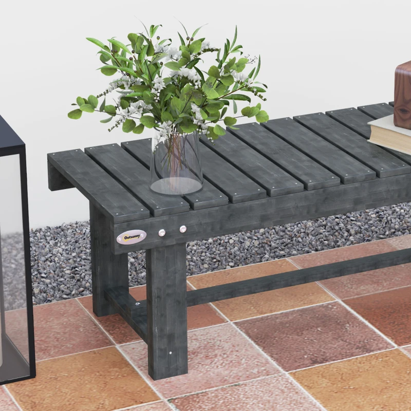 Outsunny Banco de Jardín de 2 Plazas Impermeable en Madera de Abeto, 110x38x35 cm, Gris