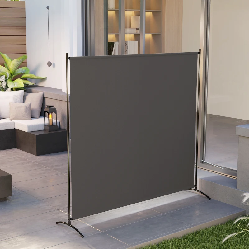 Outsunny Biombo exterior de un solo panel, separador de ambientes de 180H cm con protección UV30+, gris oscuro