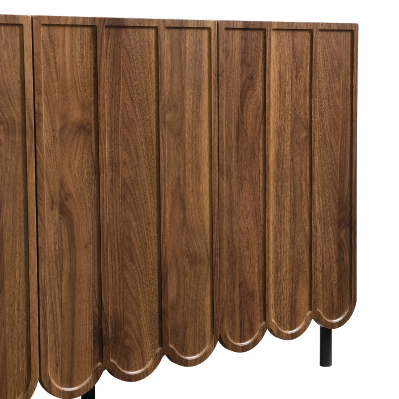 Credenza moderna con 9 ante ondulate, in MDF, 120x35x80 cm, Marrone