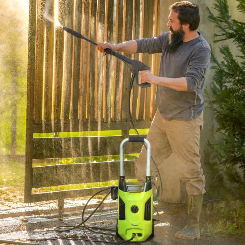 Outsunny 1800W 150-Bar Pressure Washer, with Adjustable Nozzle - Green
