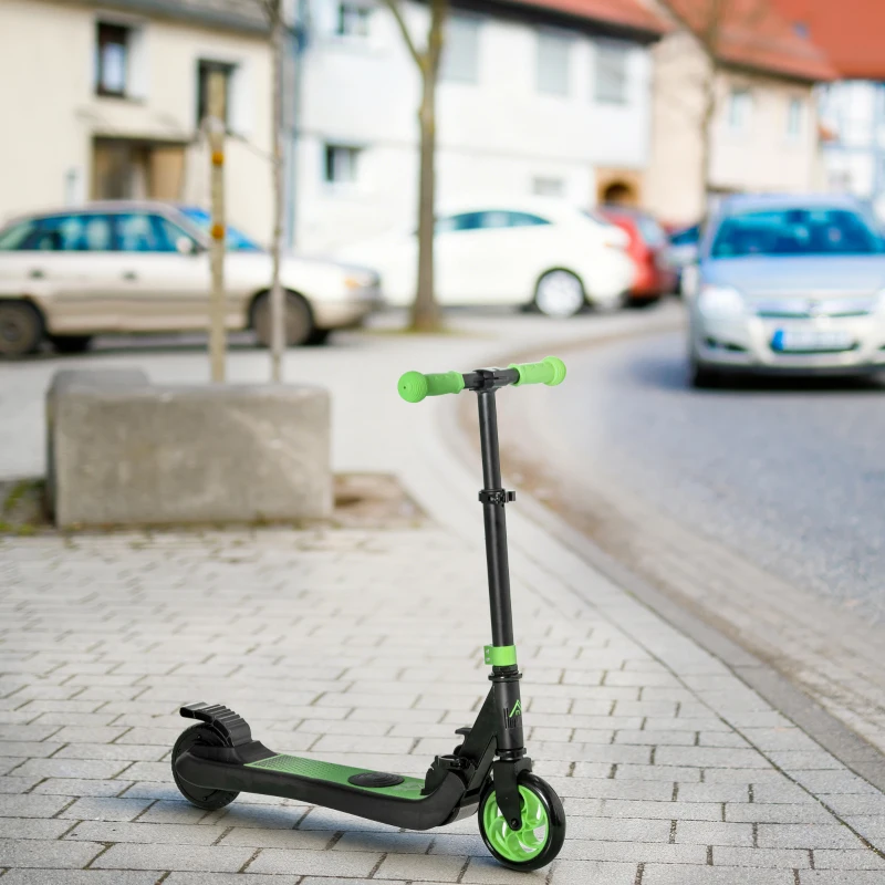 HOMCOM Trottinette électrique enfants 6 ans + pliable scooter électrique vitesse 8 km/h 71x36,5x75-80cm, aluminium, acier, vert(m-2)