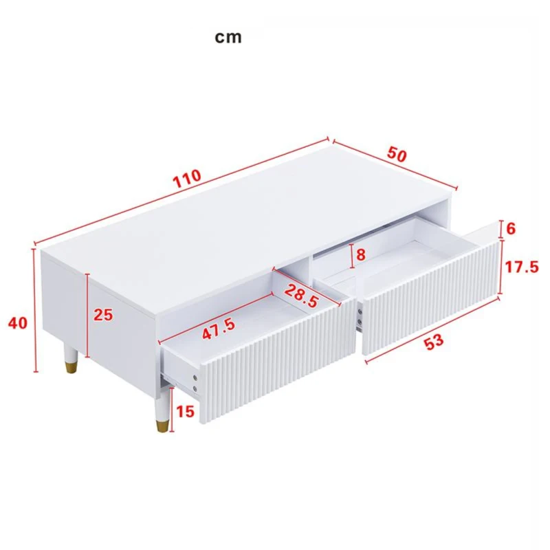 Set 2 mobili contenitore a LED con 4 ante e 2 cassetti, 178x35x45 e 110x50x40 cm, Bianco