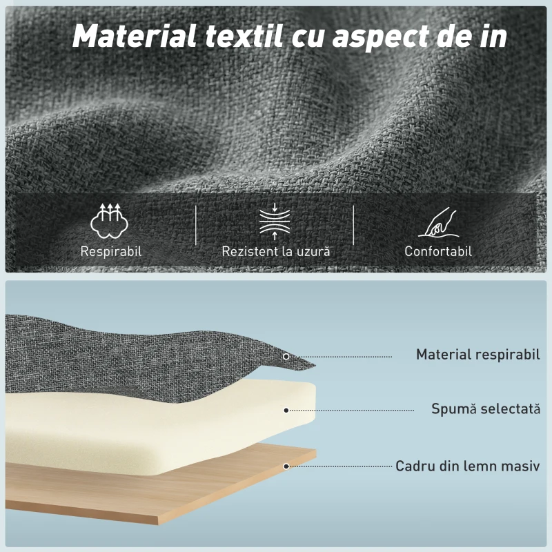 HOMCOM Fotoliu Pat de O Persoană Fotoliu Rabatabil 4-în-1, Gri