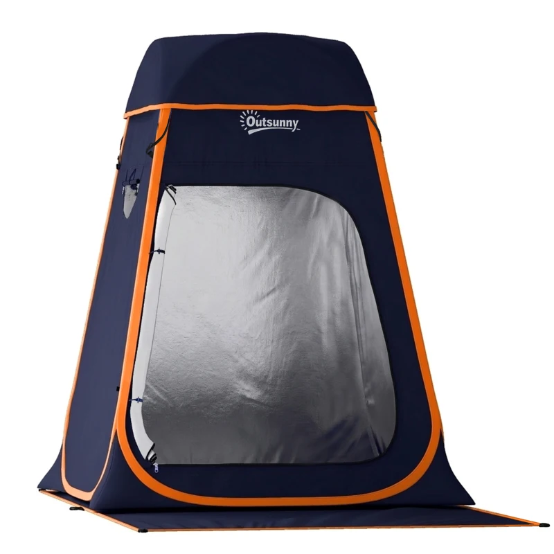 Outsunny Tenda Doccia Pop-Up Impermeabile con Tetto Rimovibile, in Poliestere 190T e Acciaio, 152x152x200 cm, Blu Scuro