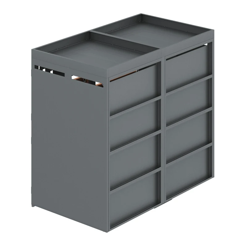 Coffre à poubelles lot de 2 avec toit végétalisé, 132x80x125 cm, Couleur naturelle