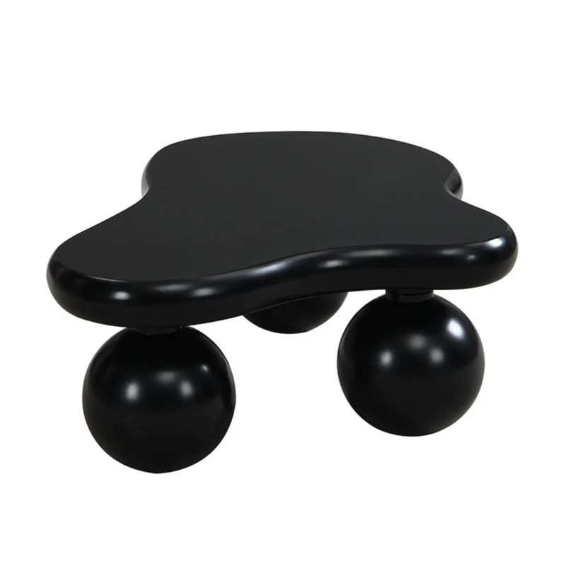 Tavolino da salotto a nuvola con illuminazione LED e gambe tonde, 95x62.5x32 cm, Nero