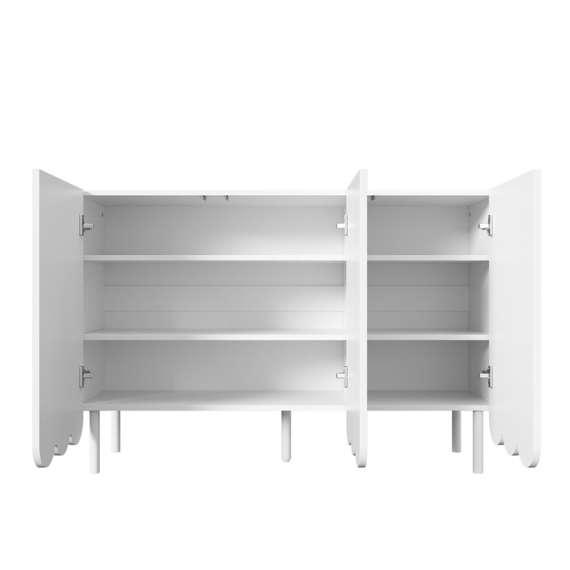 Credenza moderna con 9 ante ondulate, in MDF, 120x35x80 cm, Bianco