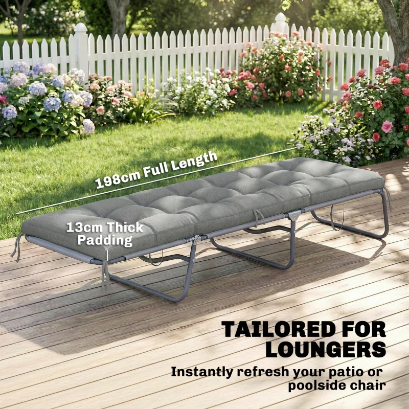 Outsunny Palletkussen Afneembaar Zitkussen met Bevestigingsriemen Palletkussen voor de meeste Ligstoelen 198x65x13cm Lichtgrijs