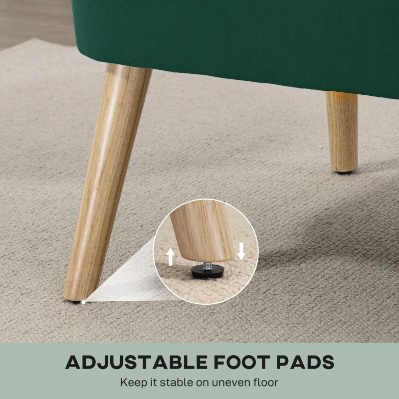 HOMCOM Retrodesign 2-zitsbank, houten poten, 117 cm x 56,5 cm x 77 cm, Donkergroen