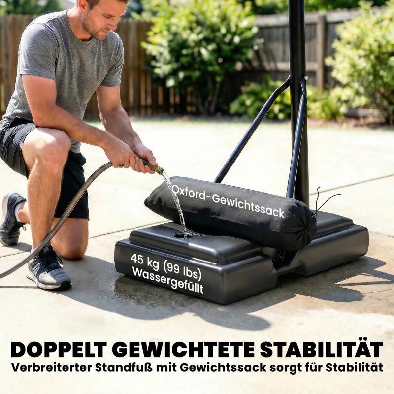 SPORTNOW Basketballkorb Outdoor 135-305cm schnell Höhenverstellbar Basketballständer mit 110x70cm bruchsichere Rückwand 2 Rädern