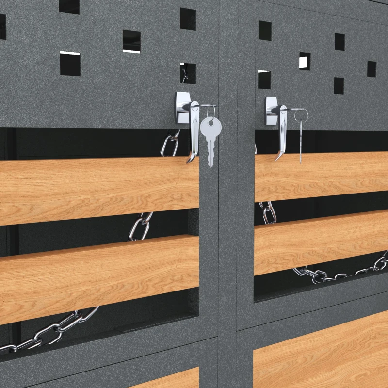 Coffre à poubelles lot de 2 avec toit végétalisé, 132x80x125 cm, Couleur naturelle