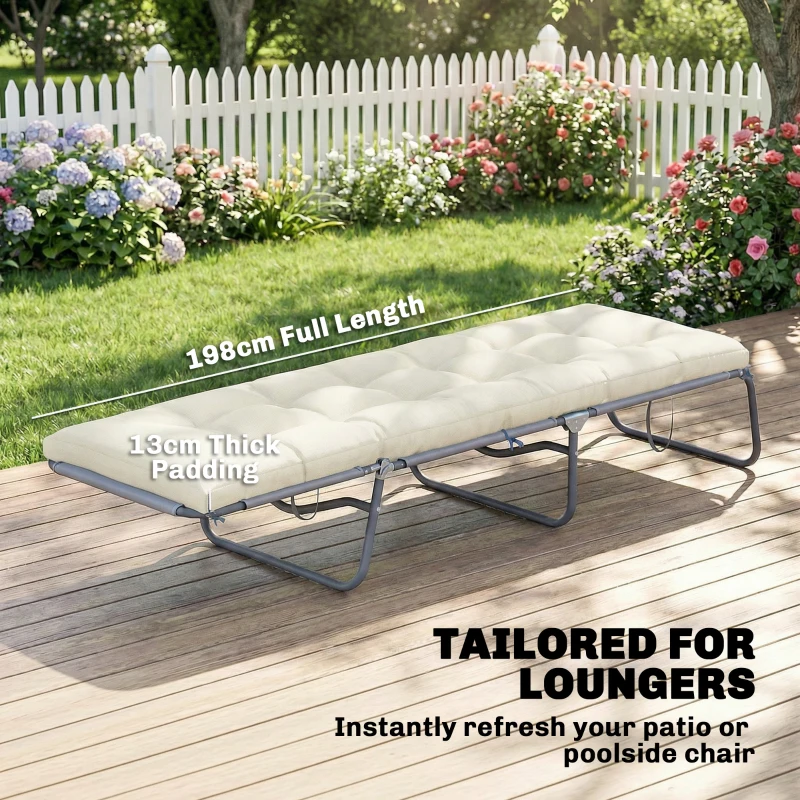 Outsunny Palletkussen Afneembaar Zitkussen met Bevestigingsriemen Palletkussen voor de meeste Ligstoelen 198x65x13cm Beige