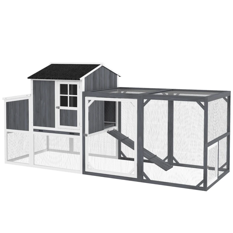 Kurnik 236,5 x 91 x 114 cm z gniazdem, wybieg dla kur