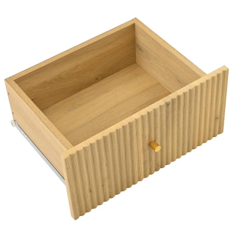 Buffet avec portes en rotin, design arrondi, 140x40x80 cm, Couleur naturelle