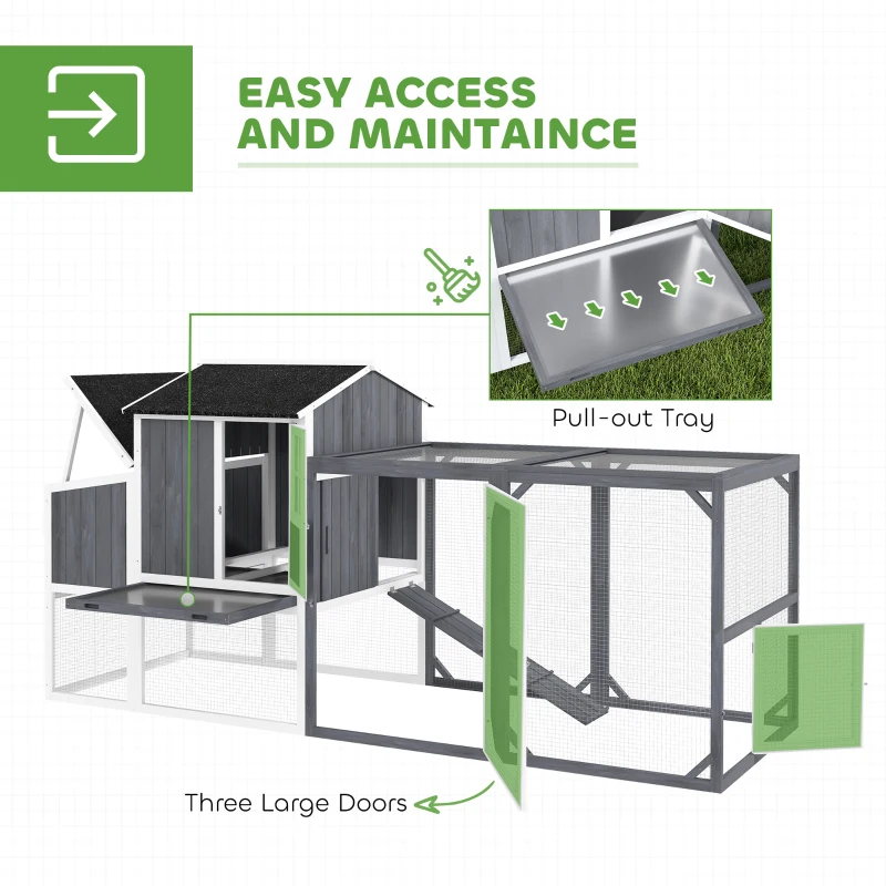 Kurnik 236,5 x 91 x 114 cm z gniazdem, wybieg dla kur