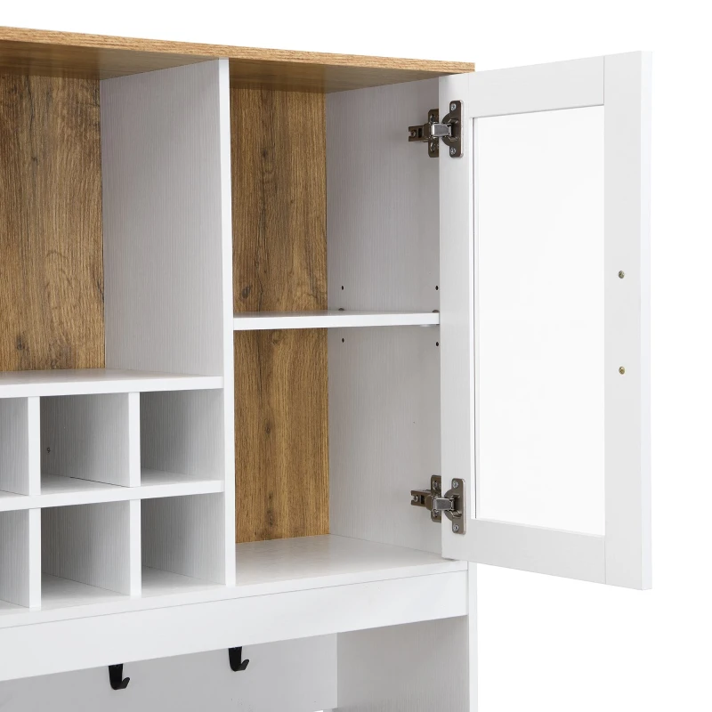 Mobile dispensa alto portaoggetti con 5 ante e 3 cassetti, 94.5x30x175.5 cm, Bianco