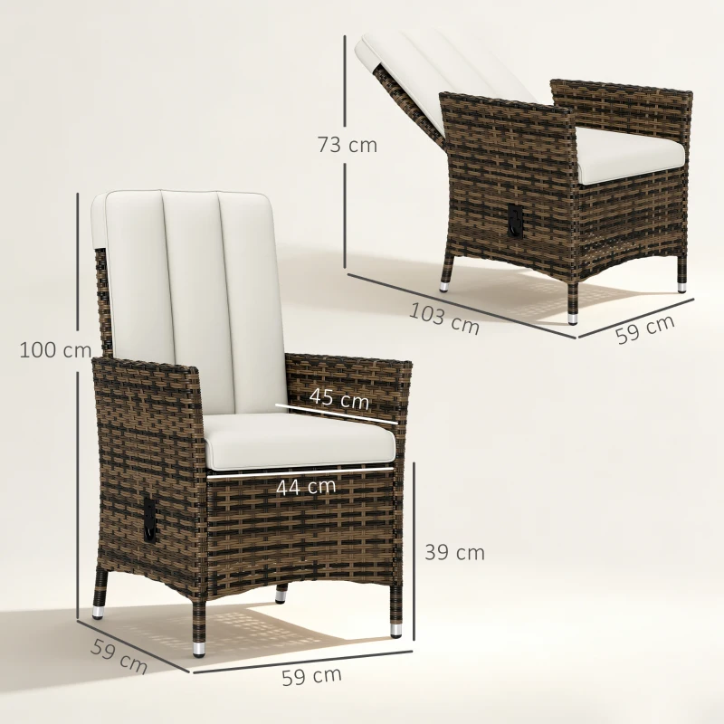 Outsunny 105°-150° Reclining Rattan Chair - Cream