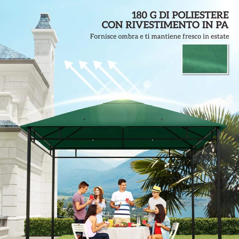 Outsunny Tetto di Ricambio per Gazebo da Giardino 3x3m in Poliestere, Verde