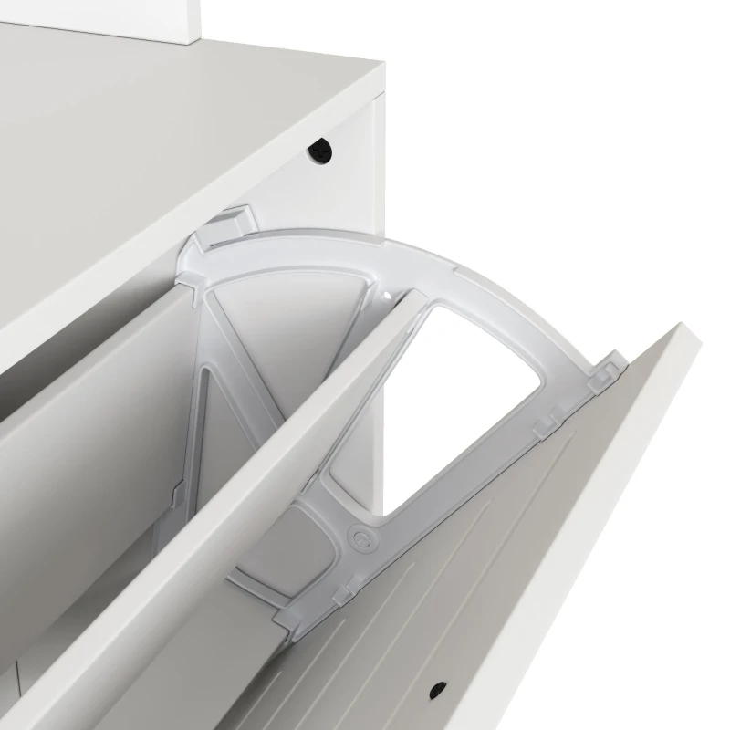 Mobile scarpiera da ingresso con ganci e 3 ante, 70x25x165 cm, Bianco